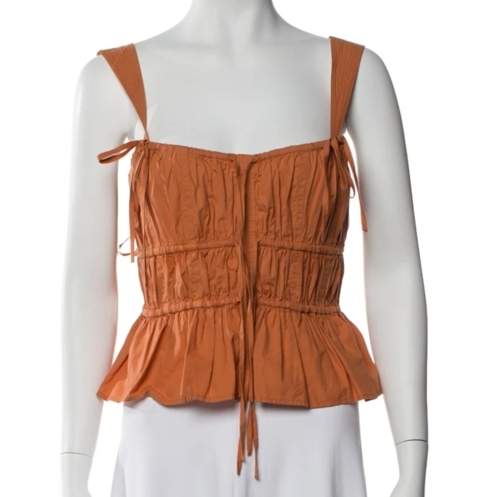 Like NEW Ulla Johnson Rust Orange Tie-Front Peplum Cami Top